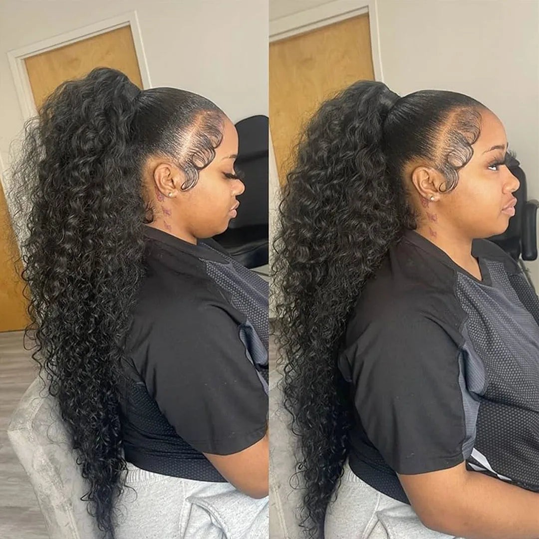 250 Density Deep Curly Wave 360 Full Hd Lace Front Human Hair Wig Water Wave 13X6 Lace Frontal Wig Glueless Wig 100% Human Hair