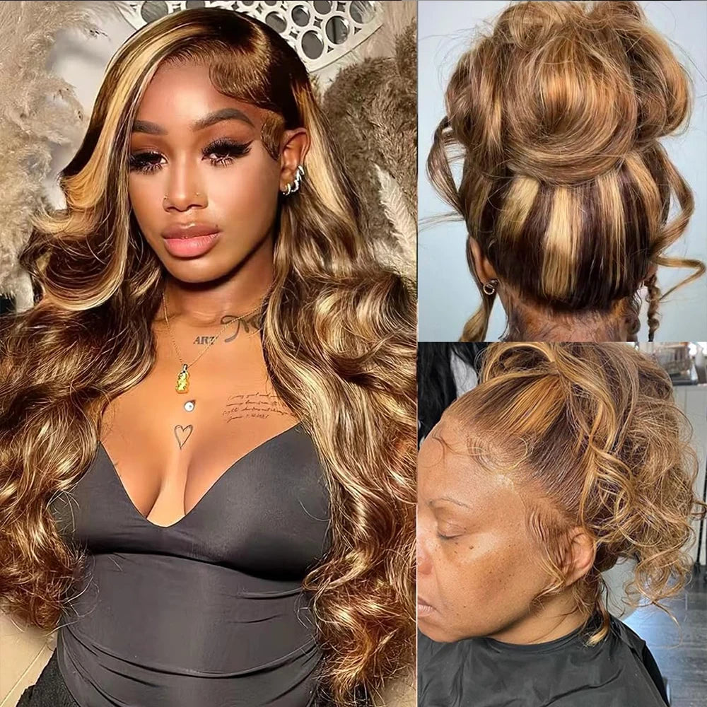 250 Density Highlight 360 Lace Front Wig Human Hair Wig