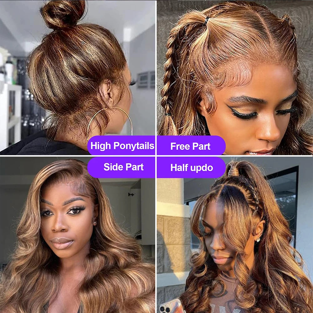 250 Density Highlight 360 Lace Front Wig Human Hair Wig