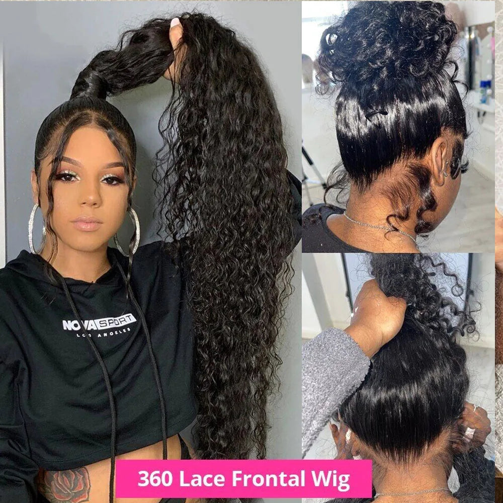 250 Density Deep Curly Wave 360 Full Hd Lace Front Human Hair Wig Water Wave 13X6 Lace Frontal Wig Glueless Wig 100% Human Hair