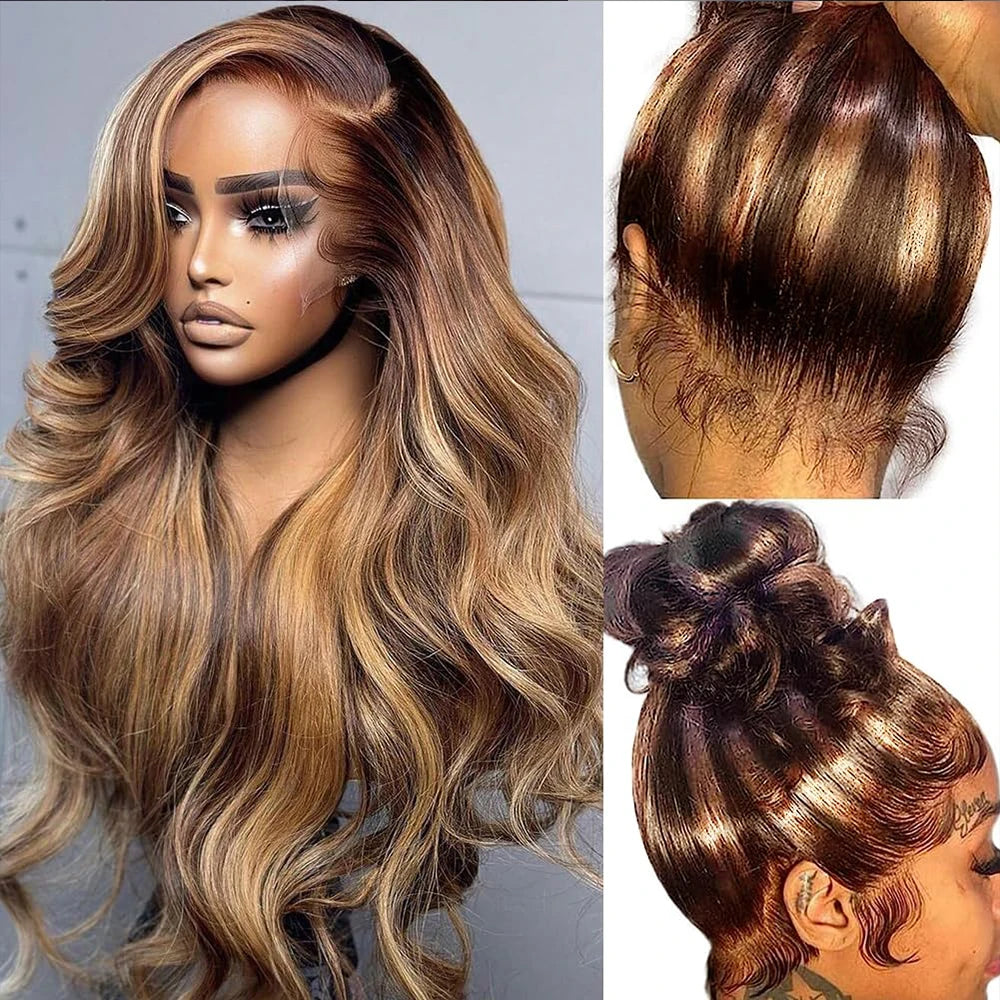 250 Density Highlight 360 Lace Front Wig Human Hair Wig