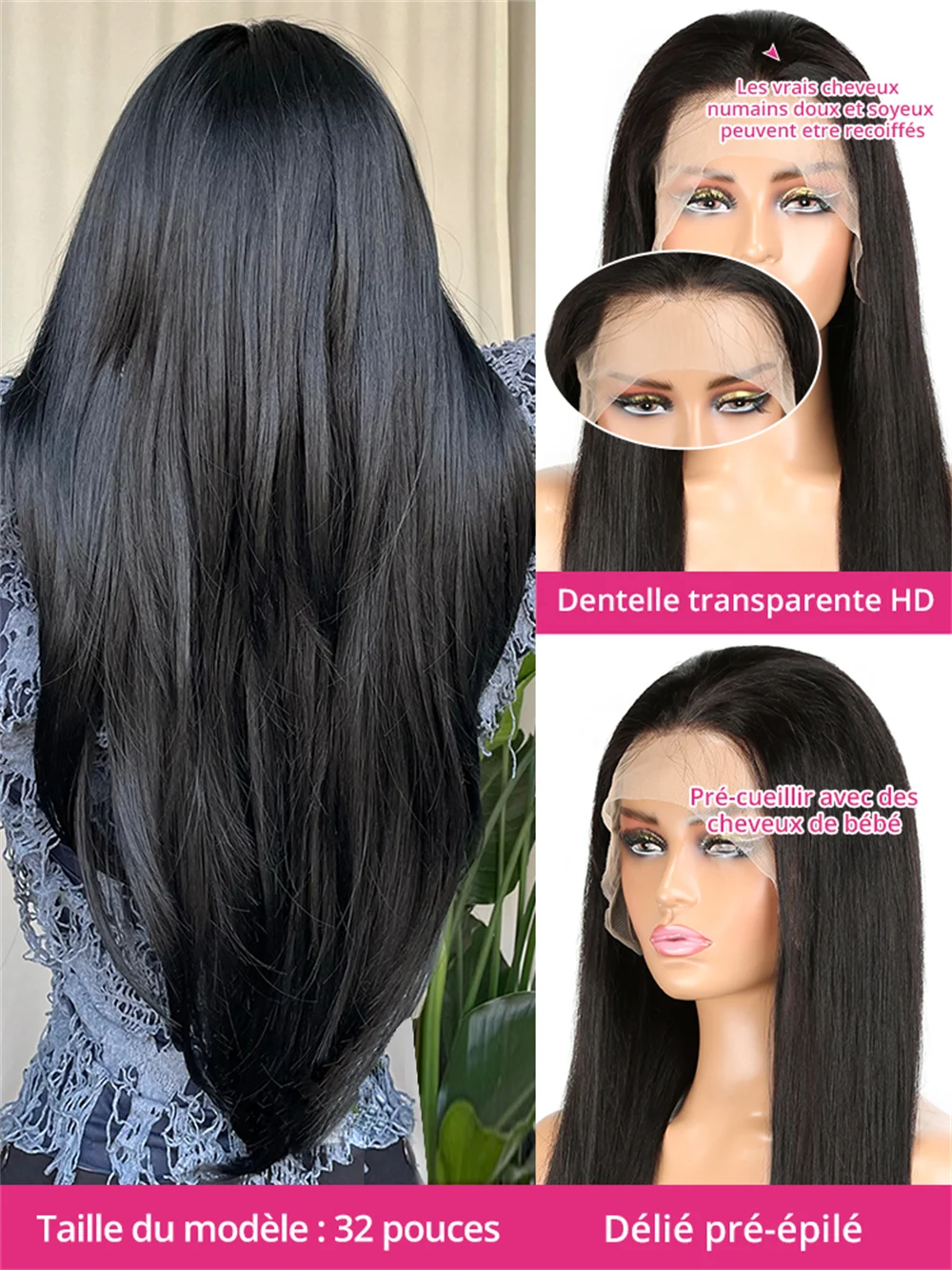 13×4 Straight Lace Front Wigs Human Hair HD Lace Frontal Wigs 24inch 180% Brazilian Virgin Human Hair Wigs for Black Woman