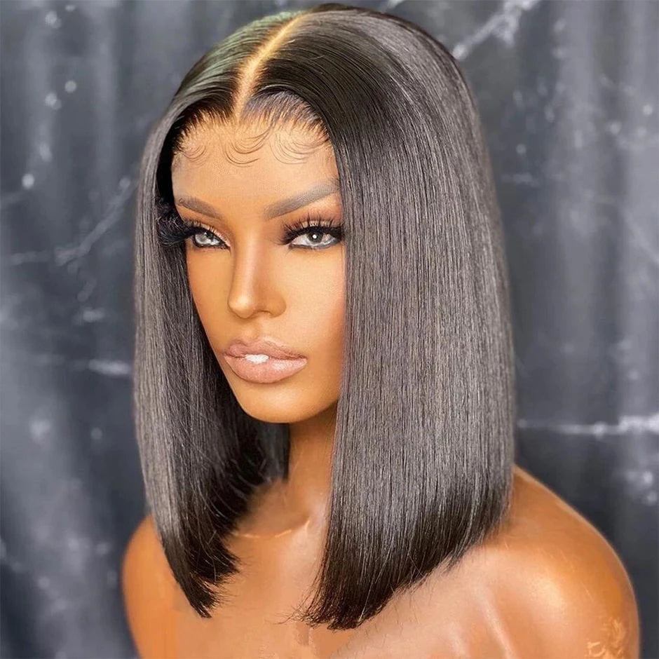 YAWAWE Preplucked Glueless Wig Straight Bob Lace Closure Wigs For Women Human Hair Pre-Cut Prebleached Lace Wear And Go Wig