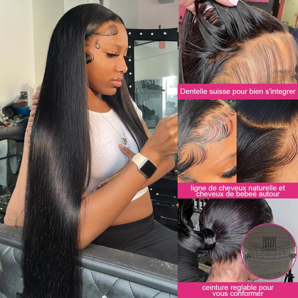 13×4 Straight Lace Front Wigs Human Hair HD Lace Frontal Wigs 24inch 180% Brazilian Virgin Human Hair Wigs for Black Woman