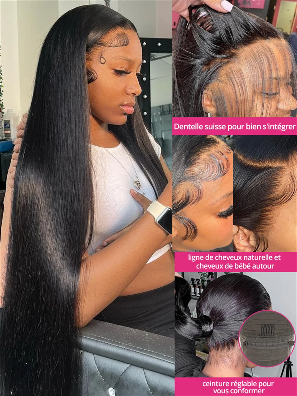 13×4 Straight Lace Front Wigs Human Hair HD Lace Frontal Wigs 24inch 180% Brazilian Virgin Human Hair Wigs for Black Woman