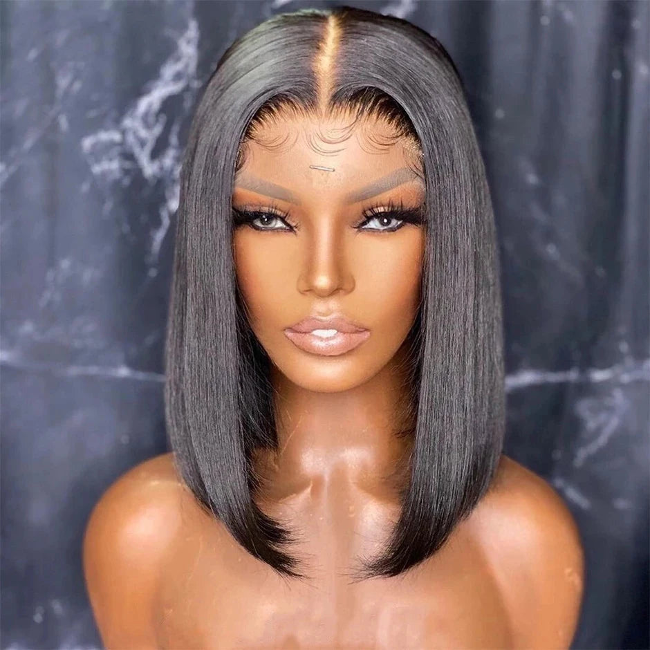 YAWAWE Preplucked Glueless Wig Straight Bob Lace Closure Wigs For Women Human Hair Pre-Cut Prebleached Lace Wear And Go Wig