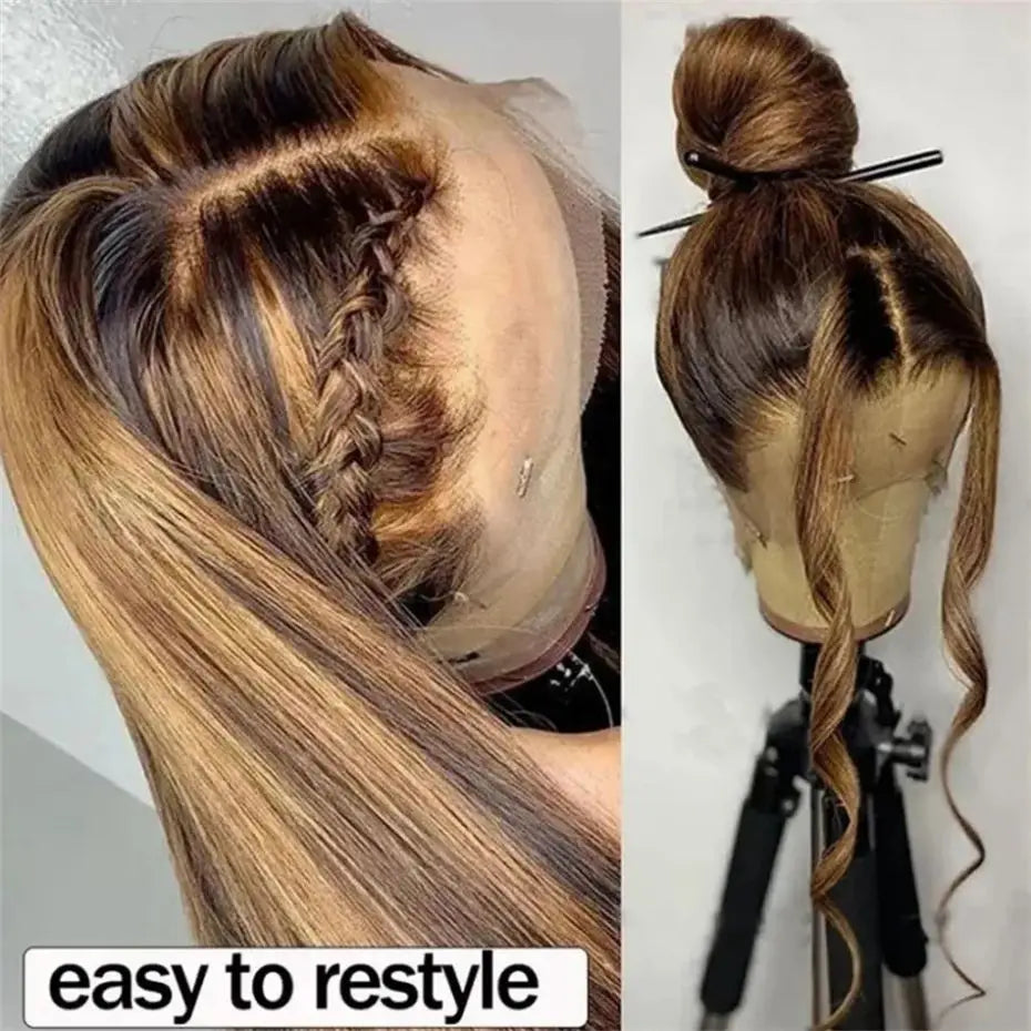 Highlight Wig Human Hair 13x4 13x6 Honey Blonde Straight Lace Front Wigs Human Hair Brazilian Remy P4/27 Colored For Women
