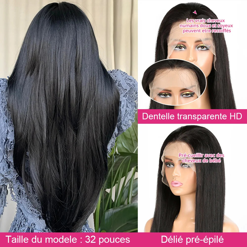 13×4 Straight Lace Front Wigs Human Hair HD Lace Frontal Wigs 24inch 180% Brazilian Virgin Human Hair Wigs for Black Woman