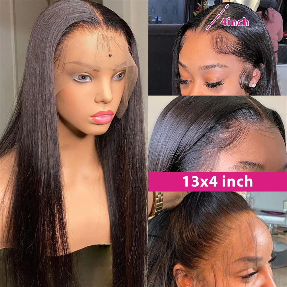 13×4 Straight Lace Front Wigs Human Hair HD Lace Frontal Wigs 24inch 180% Brazilian Virgin Human Hair Wigs for Black Woman