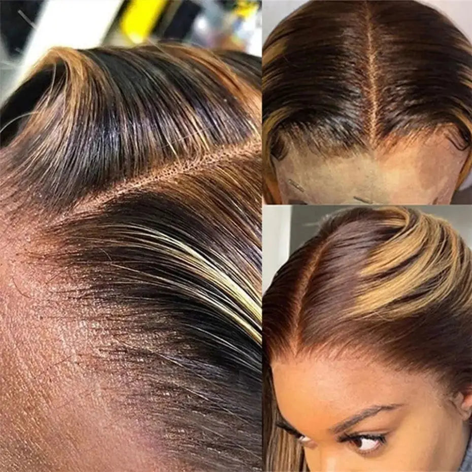 Highlight Wig Human Hair 13x4 13x6 Honey Blonde Straight Lace Front Wigs Human Hair Brazilian Remy P4/27 Colored For Women