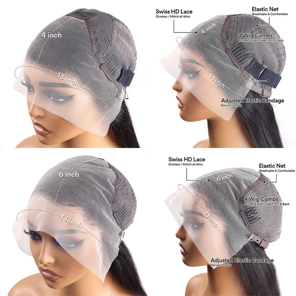Highlight Straight 13x6 Hd Transparent Lace Frontal Wigs Human Hair 13x4 Hd Lace Front P4/27 Colored Preplucked Wig for Women