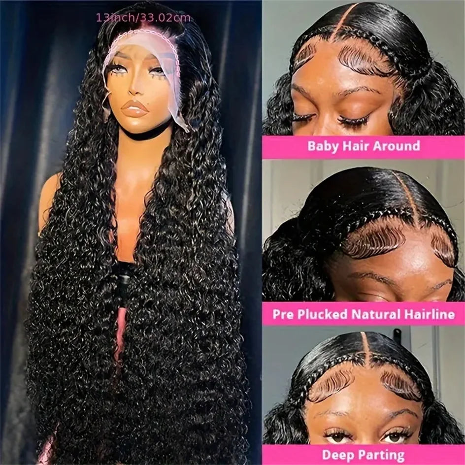 Deep Wave 13x6/13x4 HD Transparent Lace Front Human Hair Wigs Remy Human