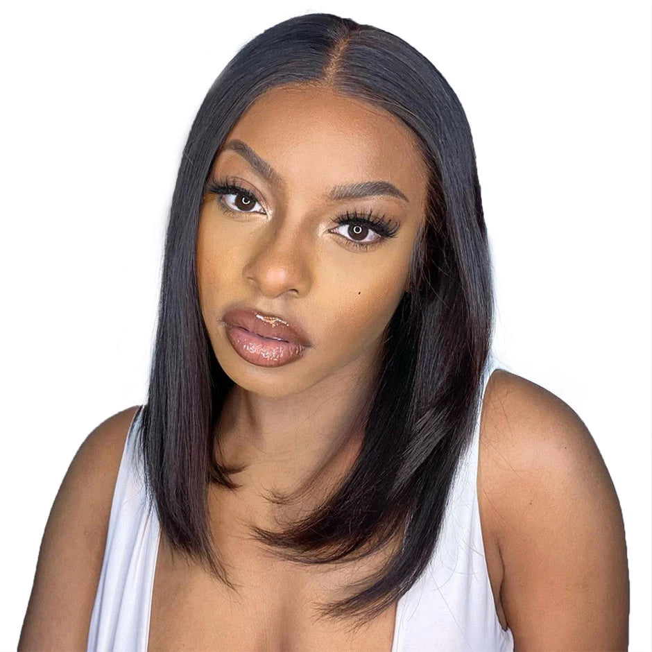 YAWAWE Preplucked Glueless Wig Straight Bob Lace Closure Wigs For Women Human Hair Pre-Cut Prebleached Lace Wear And Go Wig