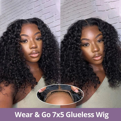 Wear And Go 13x4 Deep Wave Bob Wig For Women Curly Glueless Ready To Go Human Hair Wigs Pre Cut No Lace 250% For Black Woman