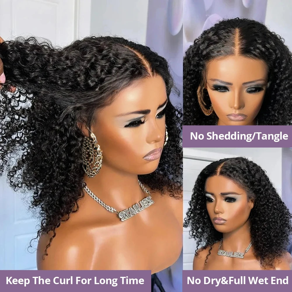 Wear And Go 13x4 Deep Wave Bob Wig For Women Curly Glueless Ready To Go Human Hair Wigs Pre Cut No Lace 250% For Black Woman