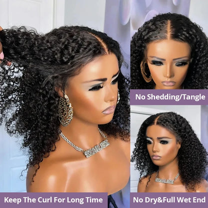 Wear And Go 13x4 Deep Wave Bob Wig For Women Curly Glueless Ready To Go Human Hair Wigs Pre Cut No Lace 250% For Black Woman